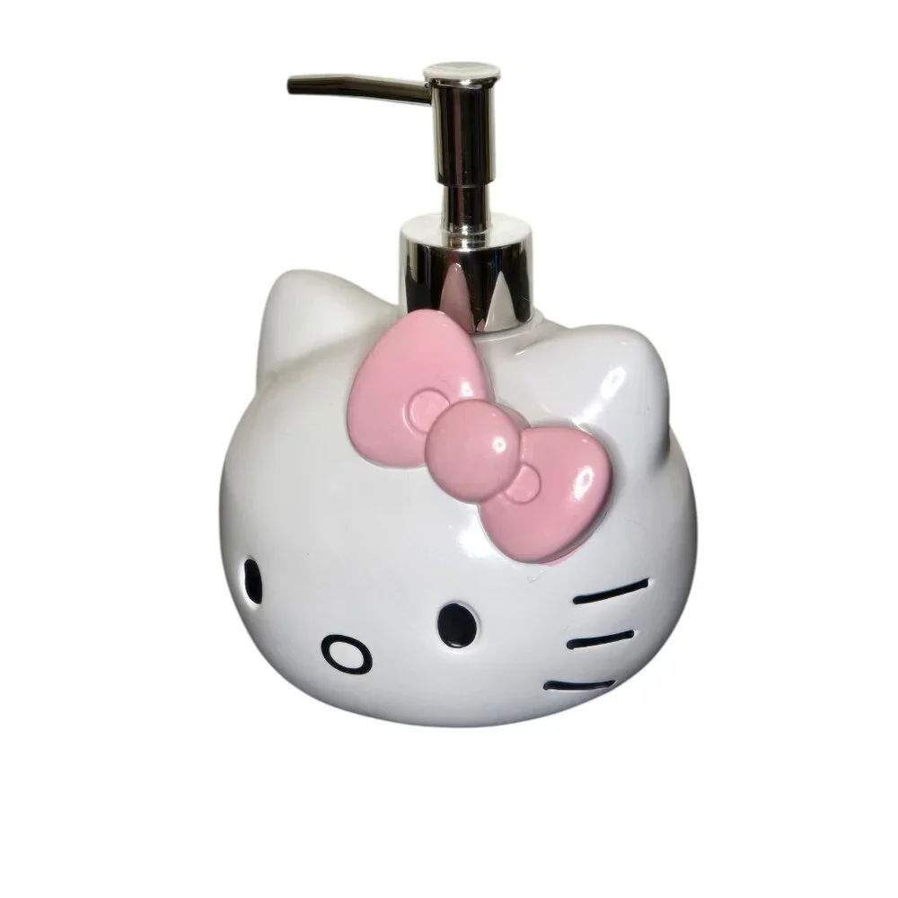 Hello Kitty Soap Dispenser Sanrio Ceramic Bathroom Pump Pink Bow Kawaii Decor